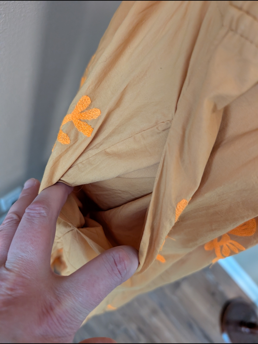 Anthropologie Maxi Dress with Bright Orange Floral Embroidery - Picture 7 of 9